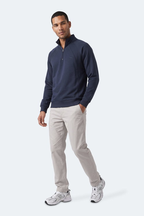 Slazenger MAVON I Erkek Dik Yaka Fermuarlı Lacivert Sweatshırt