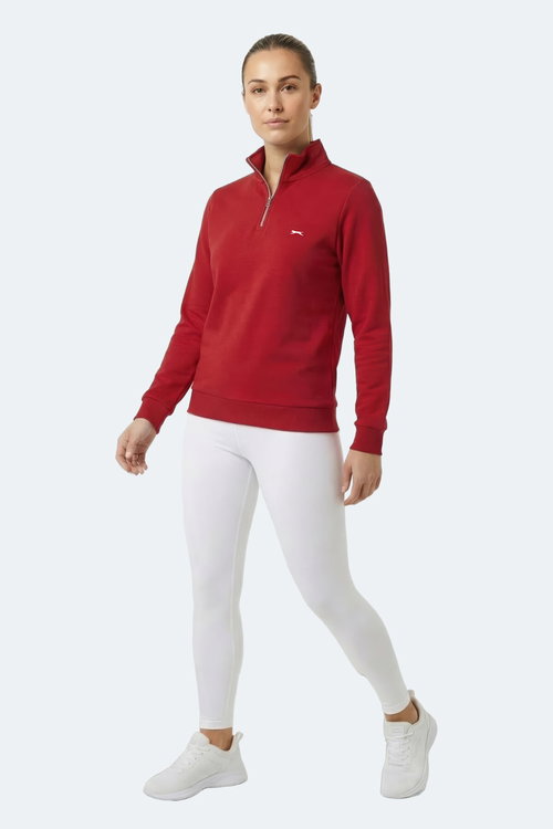 Slazenger MAXIS I Kadın Dik Yaka Fermuarlı Kırmızı Sweatshırt