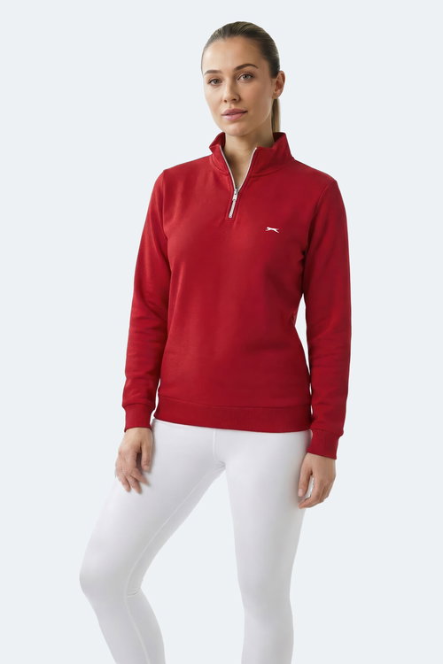 Slazenger MAXIS I Kadın Dik Yaka Fermuarlı Kırmızı Sweatshırt
