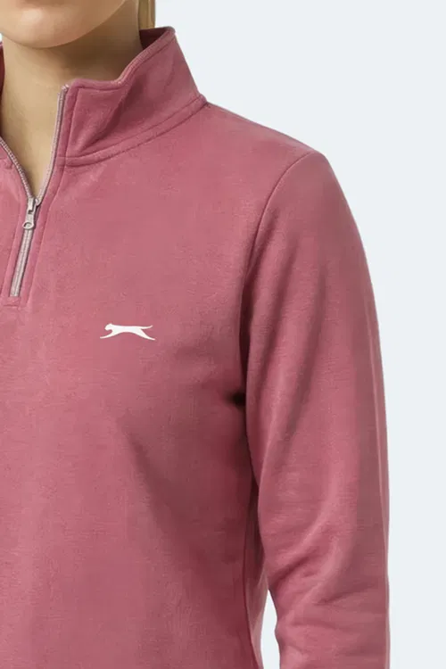Slazenger MAXIS I Kadın Dik Yaka Fermuarlı Pembe Sweatshırt