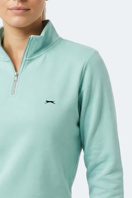 Slazenger MAXIS I Kadın Dik Yaka Fermuarlı Turkuaz Sweatshırt