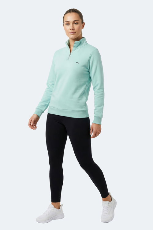 Slazenger MAXIS I Kadın Dik Yaka Fermuarlı Turkuaz Sweatshırt