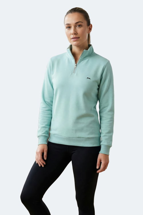 Slazenger MAXIS I Kadın Dik Yaka Fermuarlı Turkuaz Sweatshırt