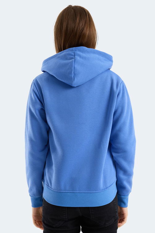 Slazenger MILIO I Kadın Fermuarlı Kapüşonlu Cepli Indigo Sweatshırt