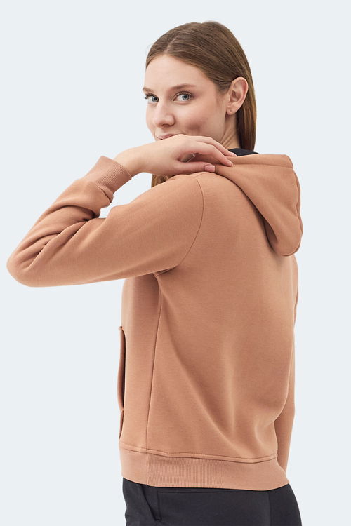 Slazenger MISTY I Kadın Kapüşonlu Camel Sweatshirt
