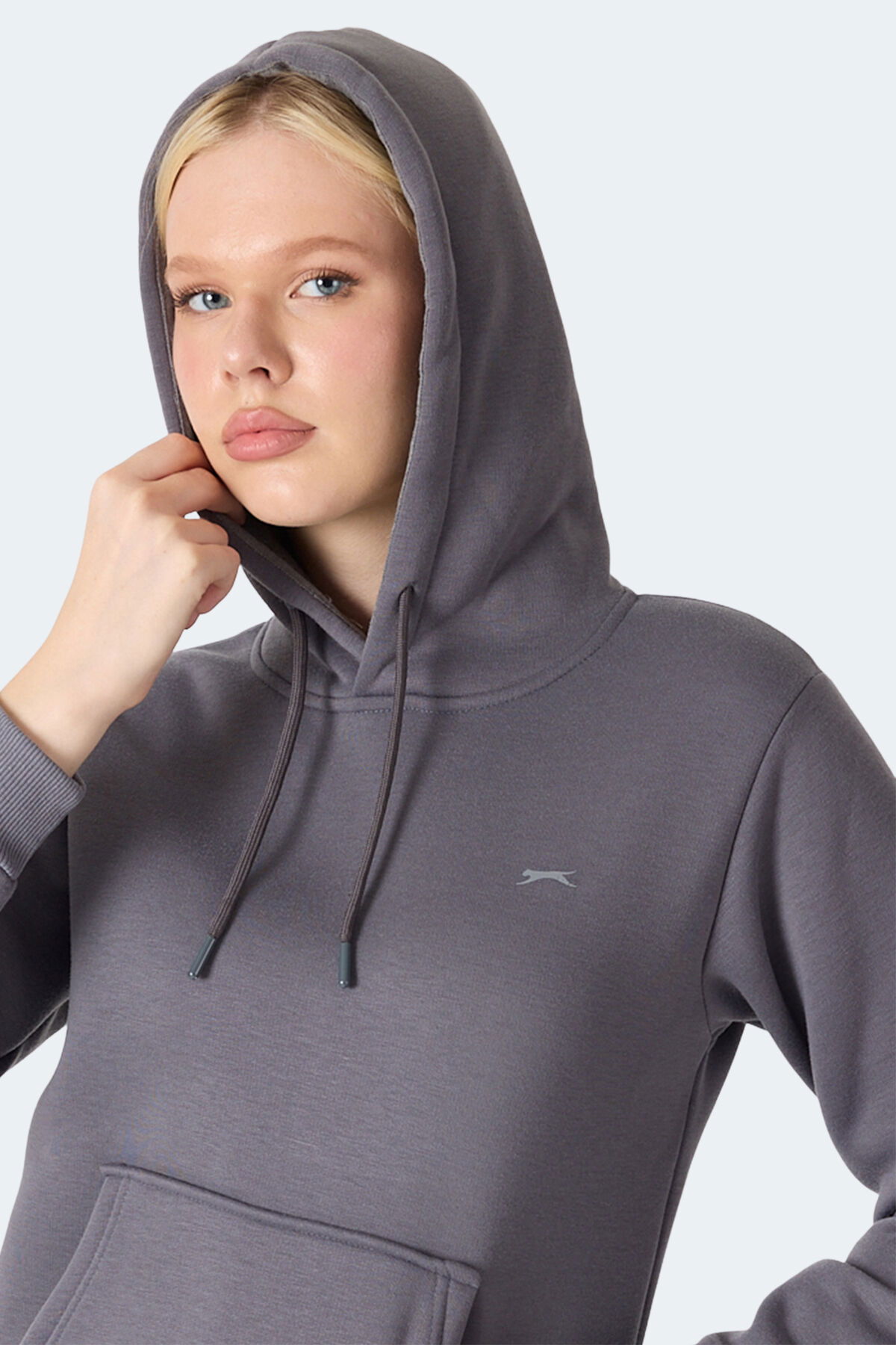 Slazenger MISTY I Kadın Kapüşonlu Gri Sweatshırt - Thumbnail