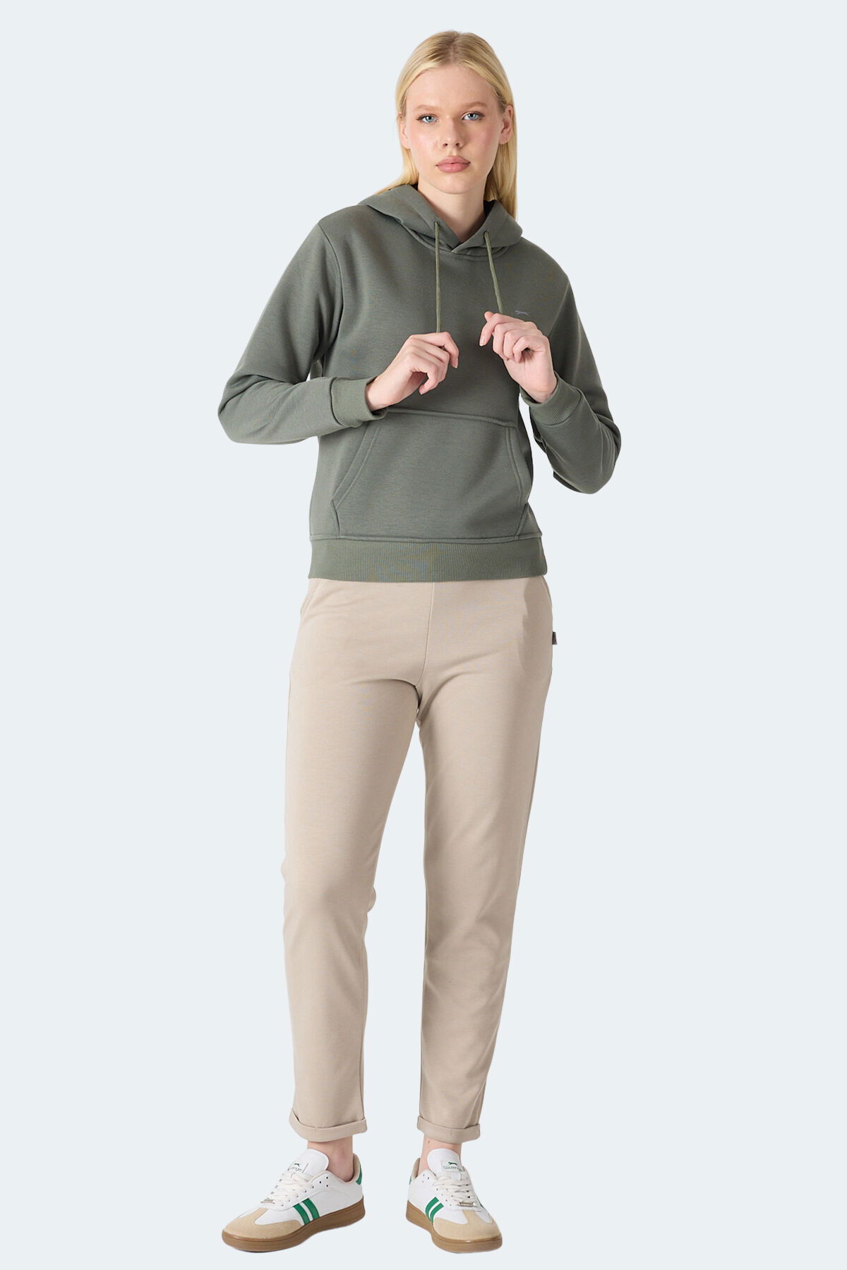 Slazenger MISTY I Kadın Kapüşonlu Haki Sweatshırt - Thumbnail