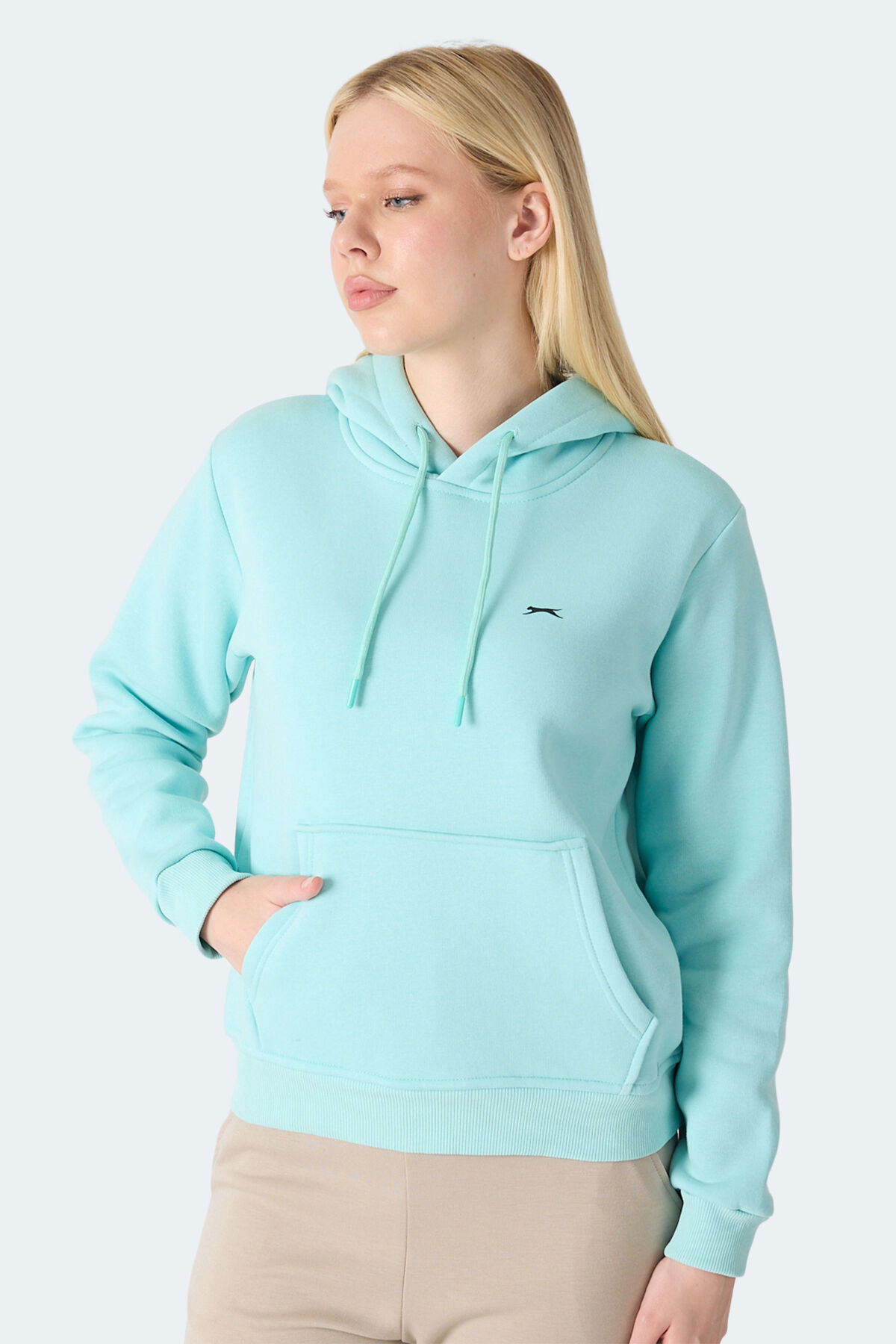 Slazenger MISTY I Kadın Kapüşonlu Turkuaz Sweatshirt - Thumbnail