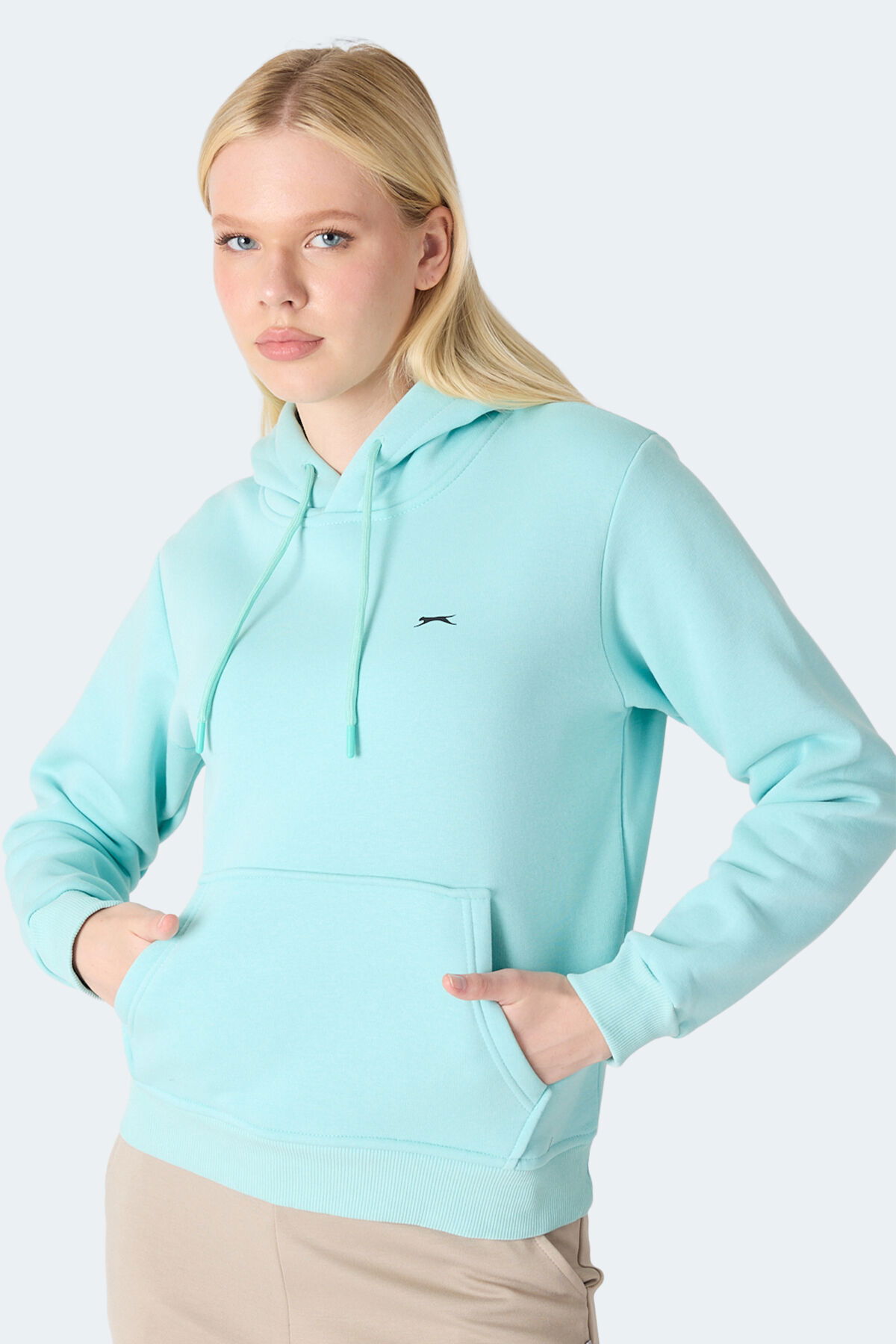 Slazenger MISTY I Kadın Kapüşonlu Turkuaz Sweatshirt - Thumbnail