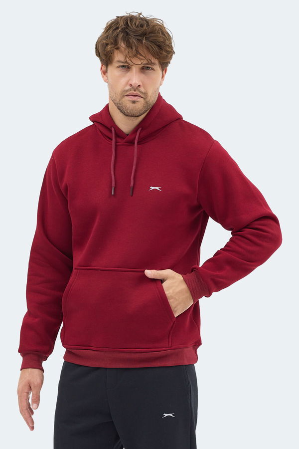 Slazenger MOONLIGHT I Erkek Kapüşonlu Bordo Sweatshirt