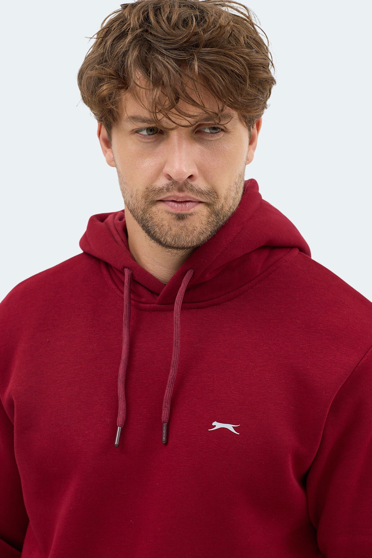 Slazenger MOONLIGHT I Erkek Kapüşonlu Bordo Sweatshırt - Thumbnail