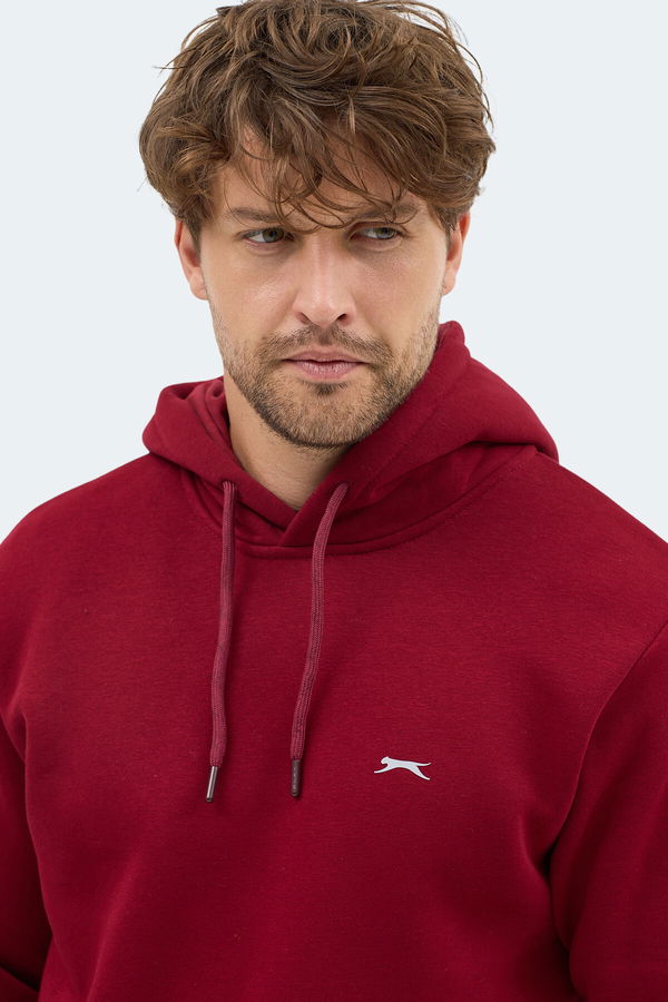 Slazenger MOONLIGHT I Erkek Kapüşonlu Bordo Sweatshirt