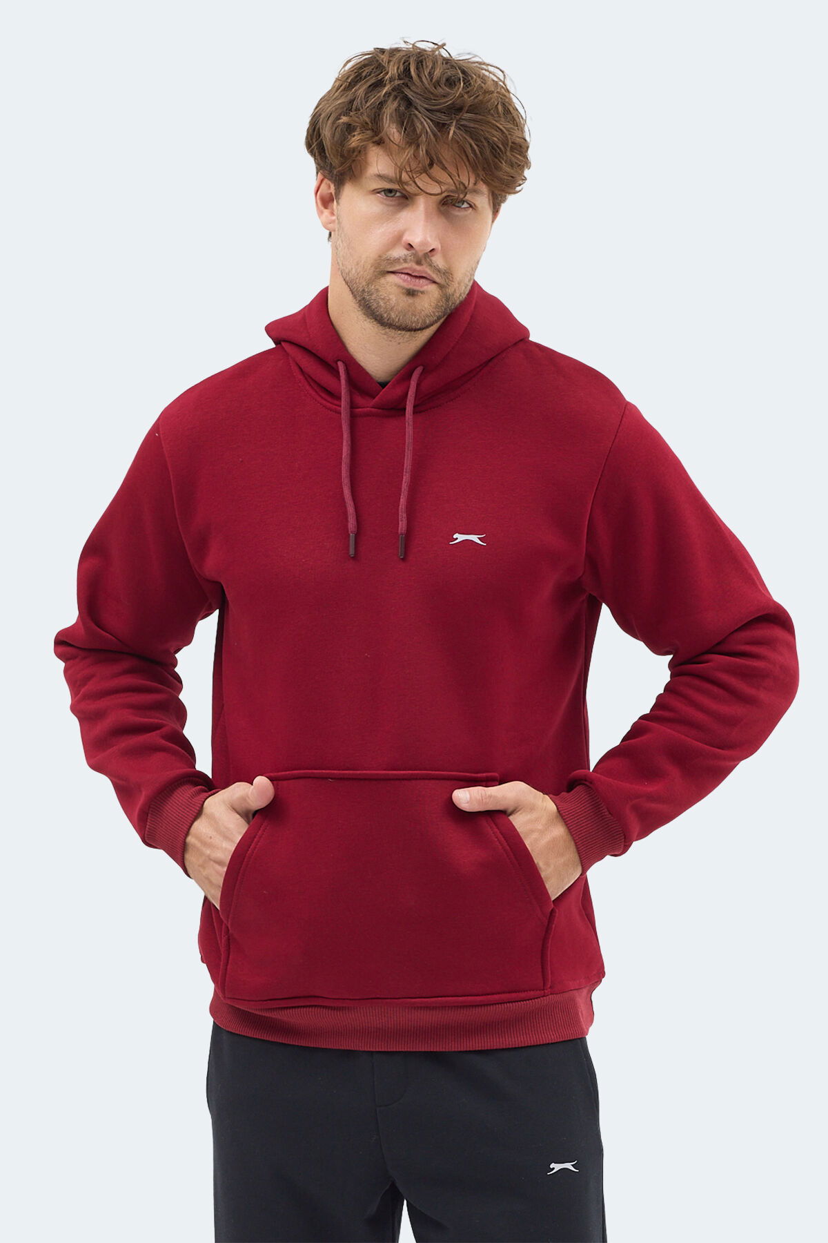 Slazenger MOONLIGHT I Erkek Kapüşonlu Bordo Sweatshırt - Thumbnail