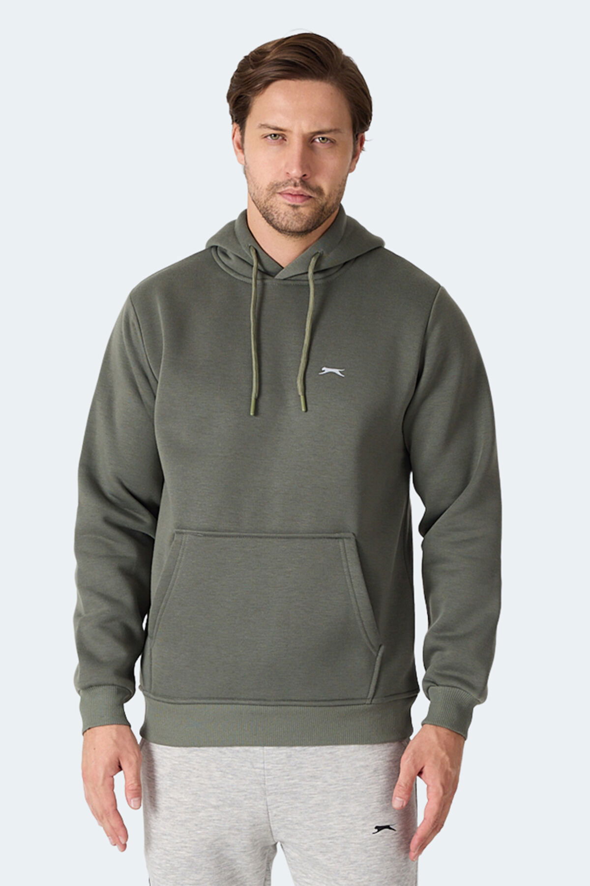 Slazenger MOONLIGHT I Erkek Kapüşonlu Haki Sweatshırt - Thumbnail