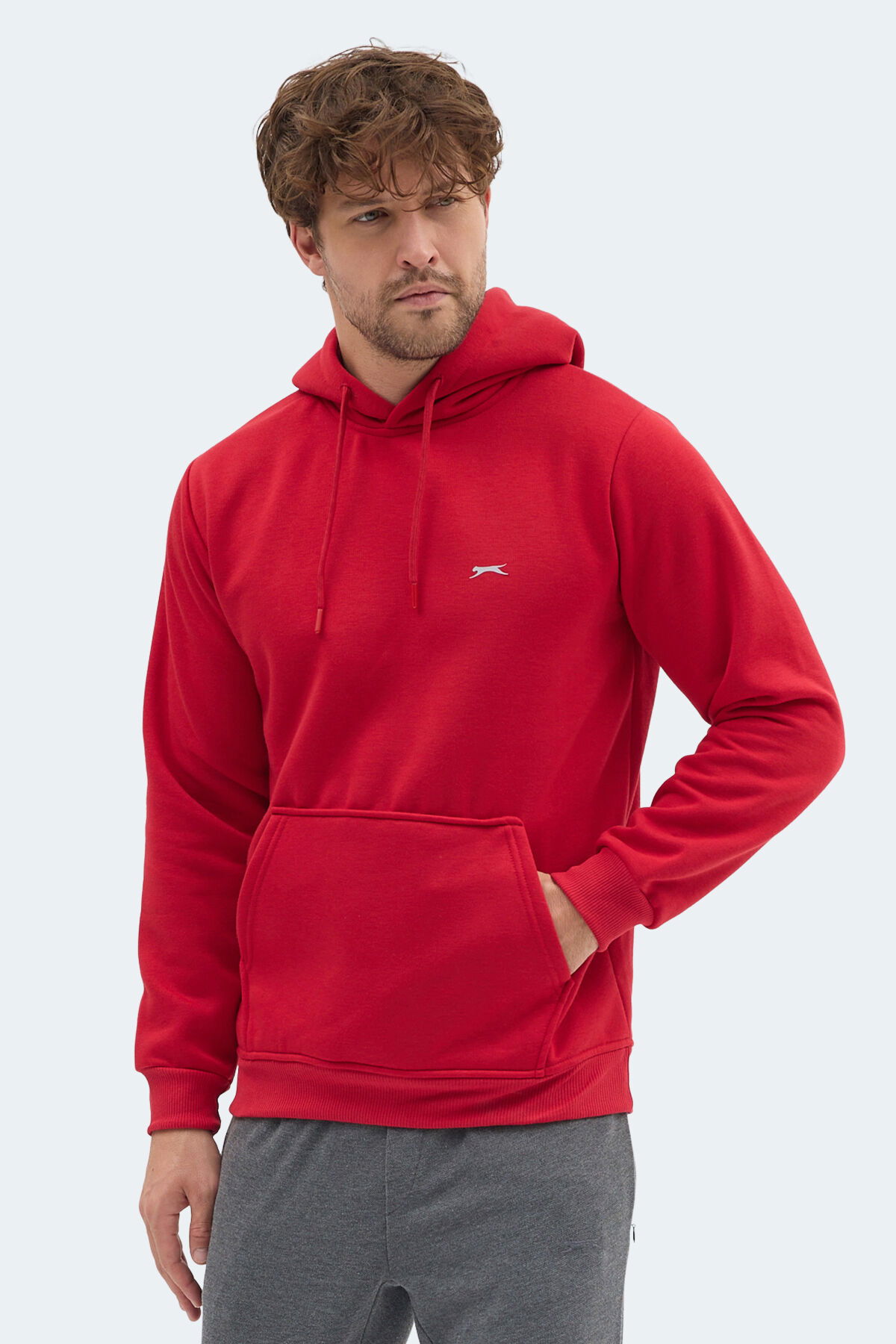 Slazenger MOONLIGHT I Erkek Kapüşonlu Kırmızı Sweatshırt - Thumbnail