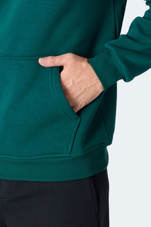 Slazenger MOONLIGHT I Erkek Kapüşonlu Koyu Yeşil Sweatshırt