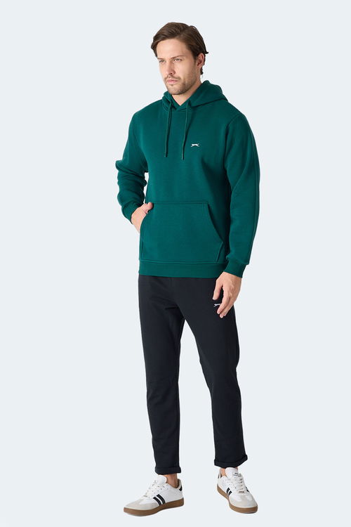 Slazenger MOONLIGHT I Erkek Kapüşonlu Koyu Yeşil Sweatshırt