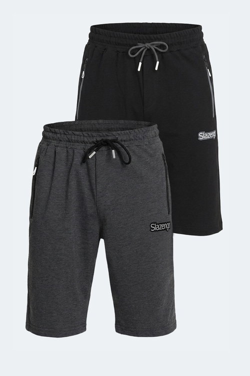 Slazenger NAGI IN 2 Lİ SET Erkek Siyah - Koyu Gri Şort
