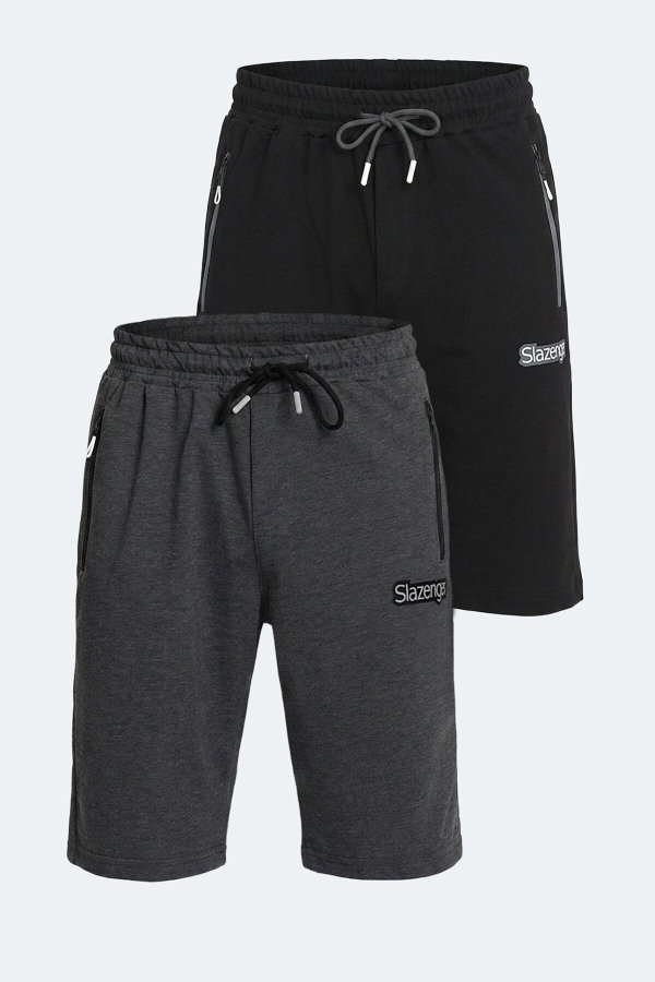 Slazenger NAGI IN 2 Lİ SET Erkek Siyah - Koyu Gri Şort
