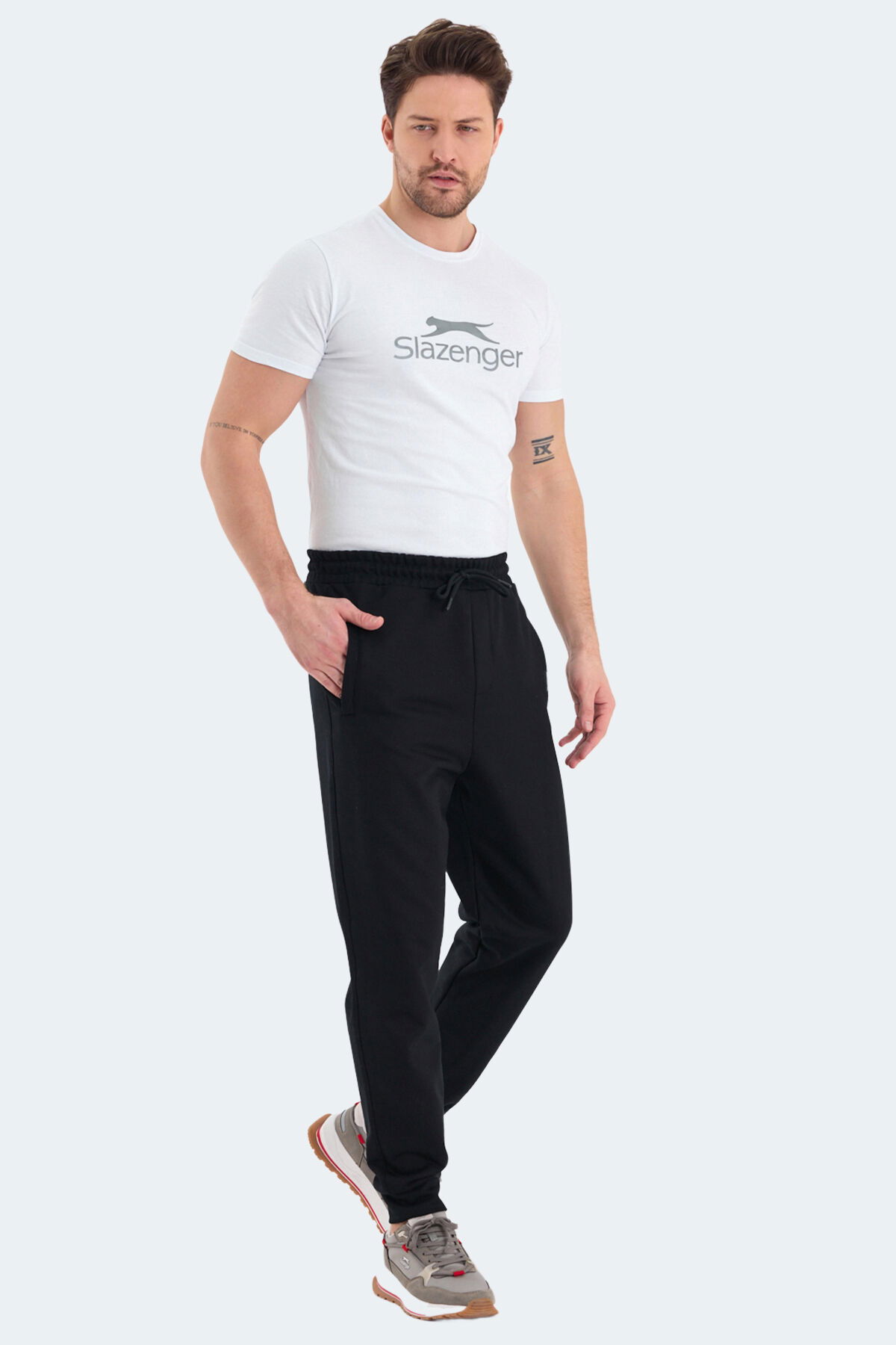 Slazenger NAVDEEP 2 Lİ SET Erkek Cepli Dar Paça Siyah - Koyu Gri Eşofman Altı - Thumbnail