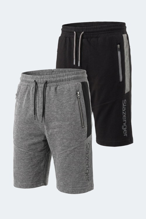 Slazenger NIKON I 2 Lİ SET Erkek Siyah - Koyu Gri Şort