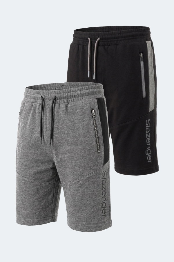 Slazenger NIKON I 2 Lİ SET Erkek Siyah - Koyu Gri Şort