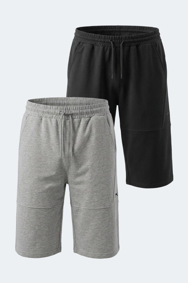 Slazenger NOCTURA 2 Lİ SET Erkek Siyah - Gri Şort