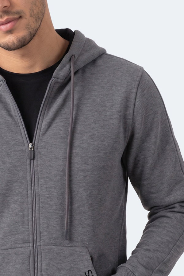 Slazenger NONSTOP I Erkek Kapüşonlu Cepli Oversıze Koyu Gri Sweatshırt