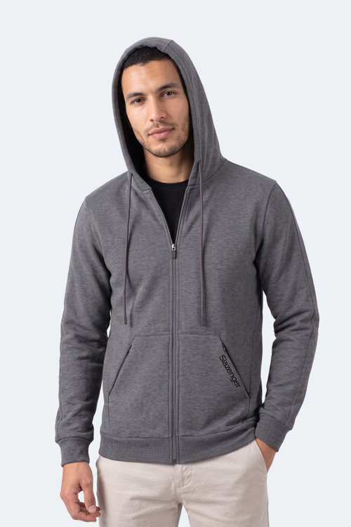 Slazenger NONSTOP I Erkek Kapüşonlu Cepli Oversıze Koyu Gri Sweatshırt