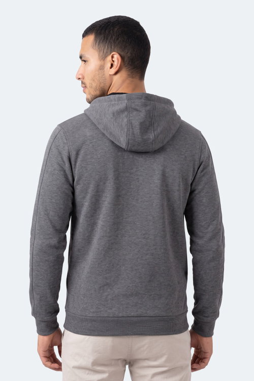Slazenger NONSTOP I Erkek Kapüşonlu Cepli Oversıze Koyu Gri Sweatshırt