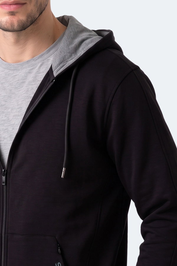 Slazenger NONSTOP I Erkek Kapüşonlu Cepli Oversıze Siyah Sweatshırt