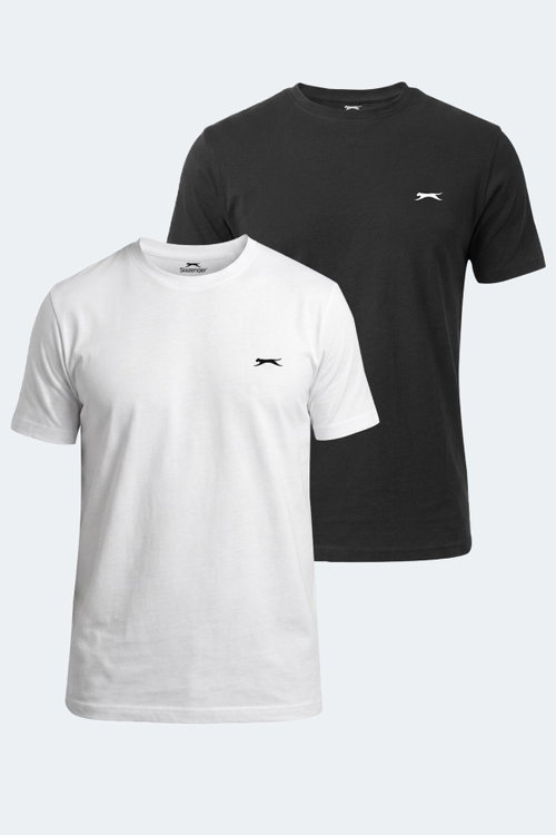 Slazenger NOTRON I 2 Lİ SET Erkek Beyaz - Siyah Tişört
