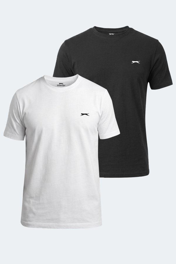 Slazenger NOTRON I 2 Lİ SET Erkek Beyaz - Siyah Tişört