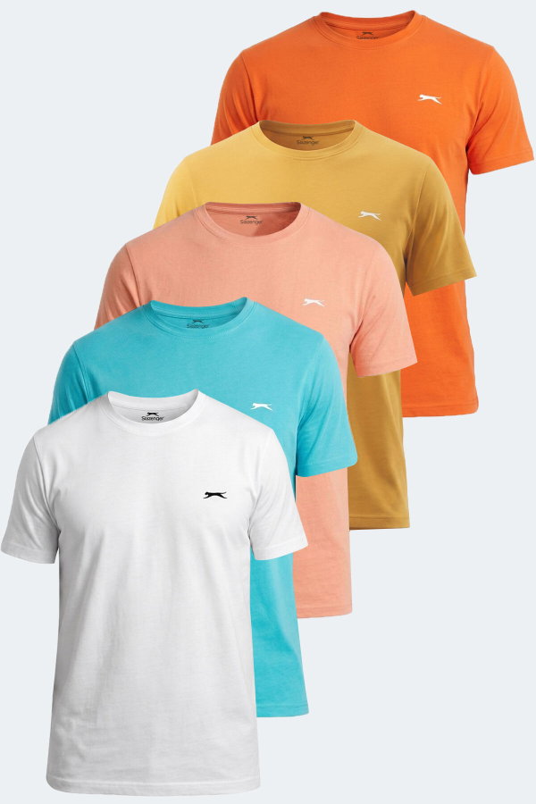 Slazenger NOTRON I Erkek Beyaz - Turuncu - Sarı - Pembe - Turkuaz Tişört