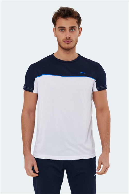 OBSERVE Erkek Kısa Kollu T-Shirt Beyaz / Lacivert