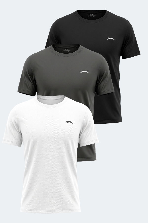 Slazenger ODALIS 3 LÜ SET Erkek Beyaz - Siyah - Koyu Gri Tişört