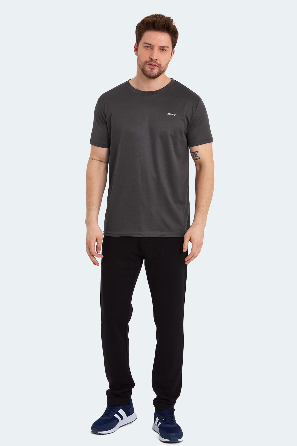 Slazenger ODALIS I Erkek Koyu Gri Tişört - Thumbnail