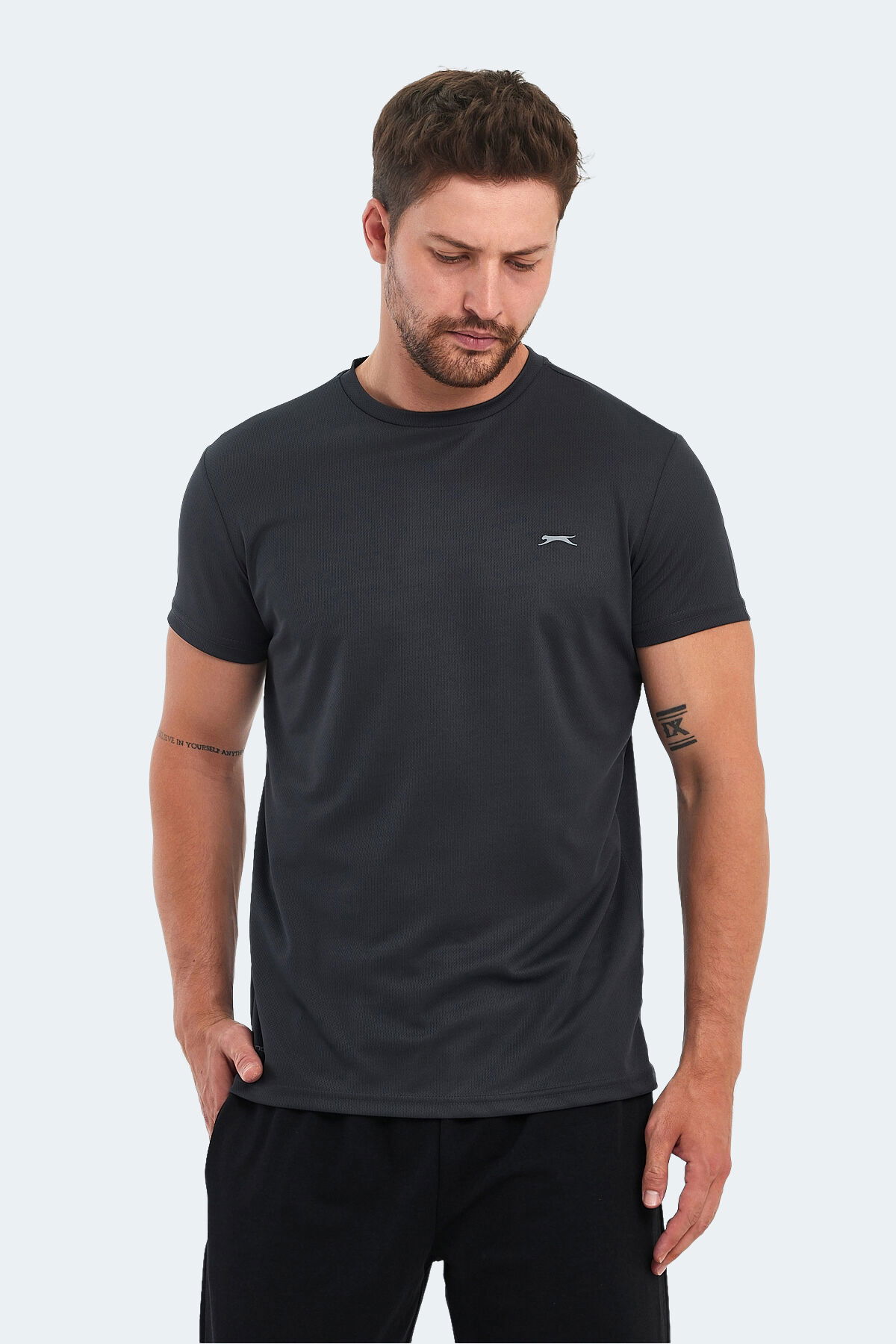 Slazenger OMAR KTN Erkek Koyu Gri Tişört - Thumbnail