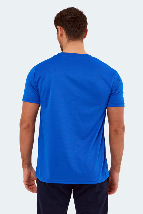 Slazenger OMAR KTN Erkek Saks Mavi Tişört