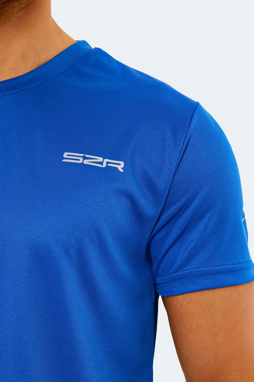 Slazenger OMAR KTN Erkek Saks Mavi Tişört