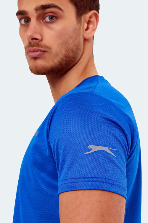 Slazenger OMAR KTN Erkek Saks Mavi Tişört