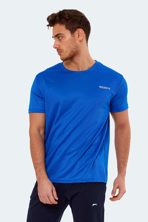 Slazenger OMAR KTN Erkek Saks Mavi Tişört