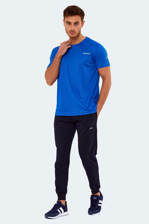 Slazenger OMAR KTN Erkek Saks Mavi Tişört