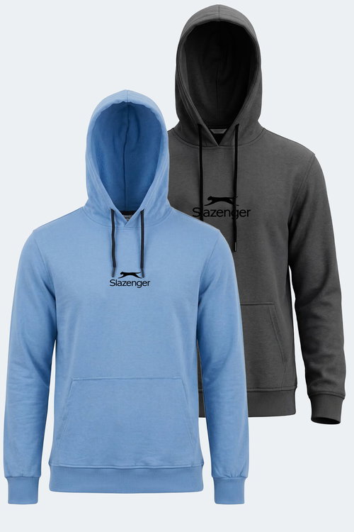 Slazenger ONCA 2 Lİ SET Erkek Koyu Gri - Turkuaz Sweatshırt