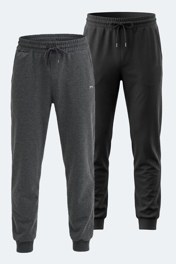 Slazenger ONIONIX 2 Lİ SET Erkek Siyah - Koyu Gri Eşofman Altı