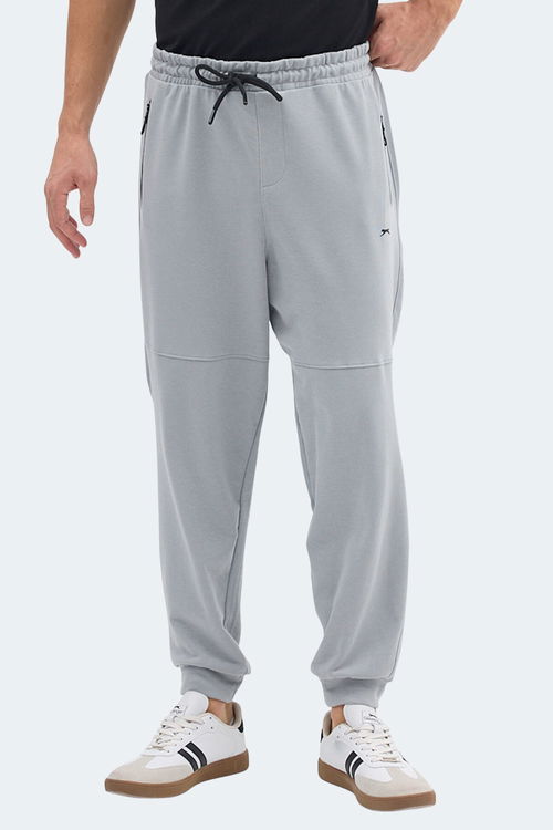 Slazenger ONLY IN Erkek Fermuar Cepli Taş Gri Eşofman Altı