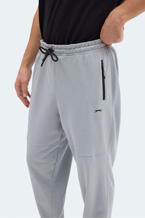 Slazenger ONLY IN Erkek Fermuar Cepli Taş Gri Eşofman Altı
