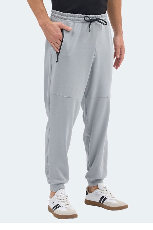 Slazenger ONLY IN Erkek Fermuar Cepli Taş Gri Eşofman Altı