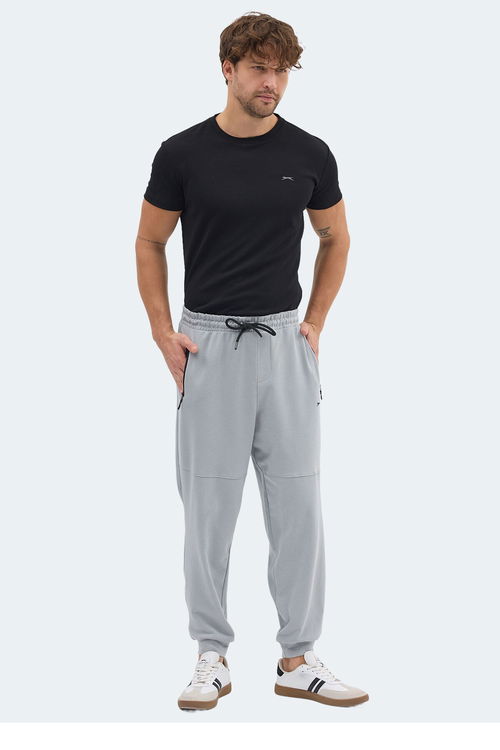 Slazenger ONLY IN Erkek Fermuar Cepli Taş Gri Eşofman Altı