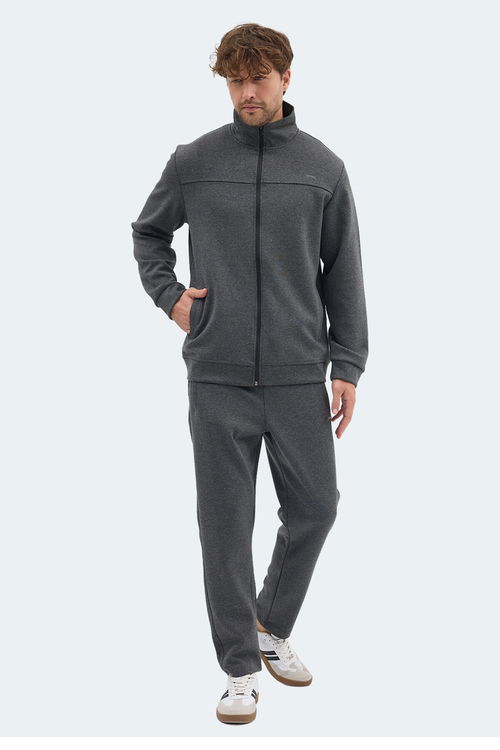 Slazenger ORDER IN Erkek Fermuarlı Dik Yaka Cepli Füme Eşofman Takımı